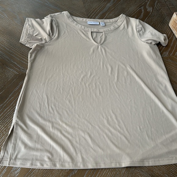 Susan Graver Beige and Teal Tops - Picture 3 of 5